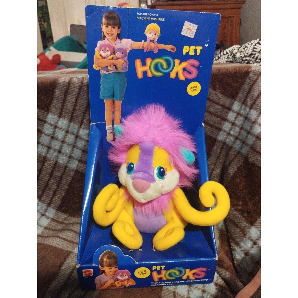 1987 Mattel Stuffed Plush Pet Hooks- Leroy Lion - New In Box
